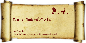 Mars Ambrózia névjegykártya